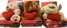 3pc Mini 4" Plush Valentine's Teddy Baby Bears Gift Tag Love Cute Heart Paws