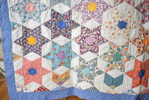 GORGEOUS Vintage 30's Touching Stars Antique Quilt ~NICE BORDERS! - Picture 7 of 13