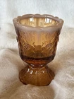 VINTAGE FENTON Glass Paneled Daisy Amber Opalescent Toothpick Candle Holder Set