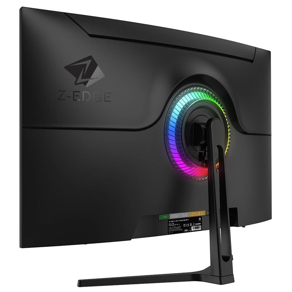 Monitor curvo para juegos Z-EDGE 32" 2K QHD 2560x1440 170 Hz 1 ms, HDMI x 2, DP x 2 Foto 4 de 4