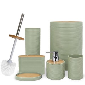 6Pcs Bathroom Accessories Set Bin Soap Dispenser Toothbrush Tumbler Toilet Brush