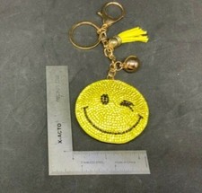 NEW sparkling smiley face key ring