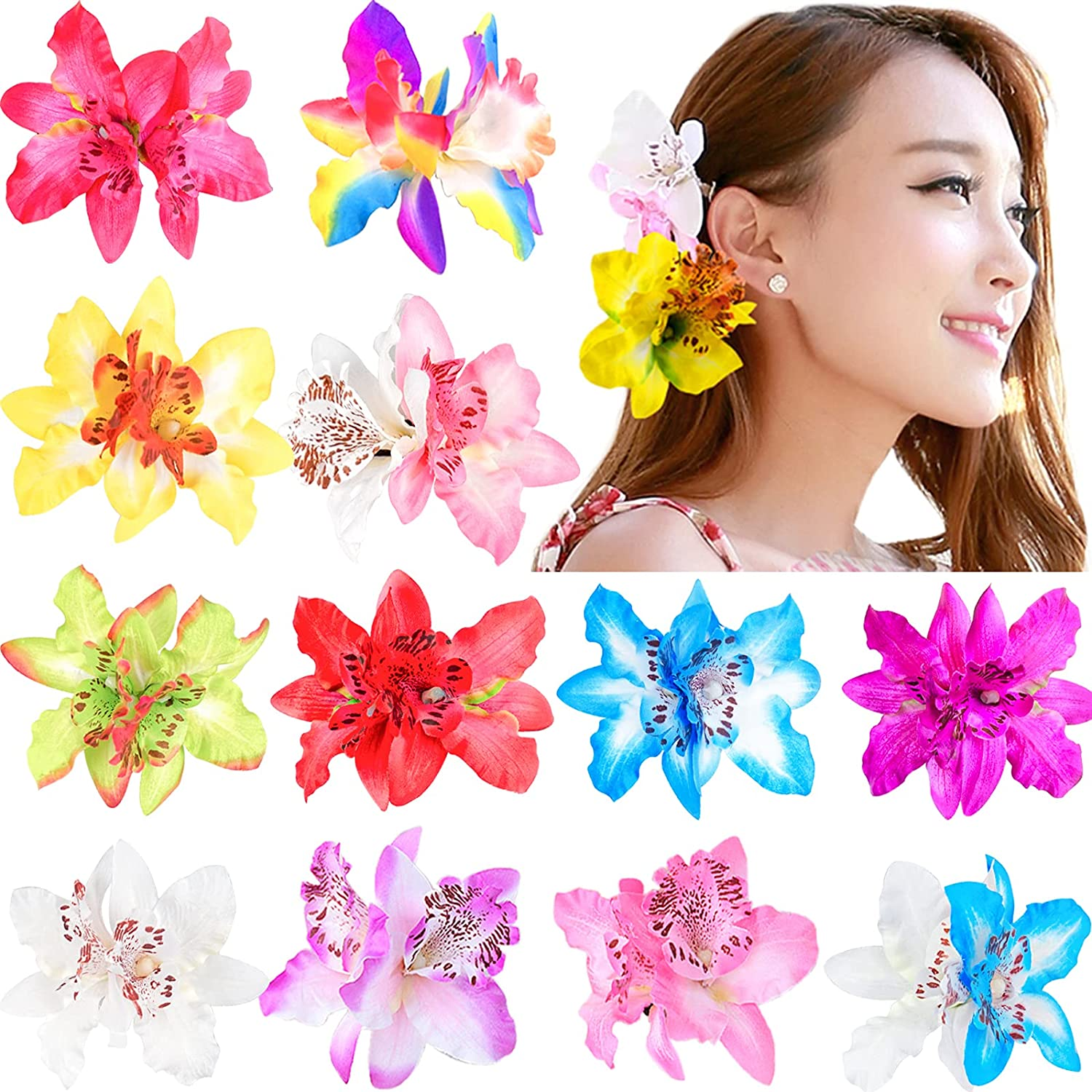 Orchid Flower Hair Pin Hair Clips Accessory for Women (12 Pack)  711181970517 | eBay