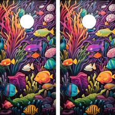 FADEPROOF Cornhole Board Wraps Laminated / Underwater Fish