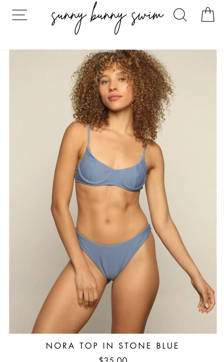 SUNNY BUNNY SWIM NWT WOMENS ECO BLUE BIKINI TOP MEDIUM, BOTTOM SMALL UNISEX