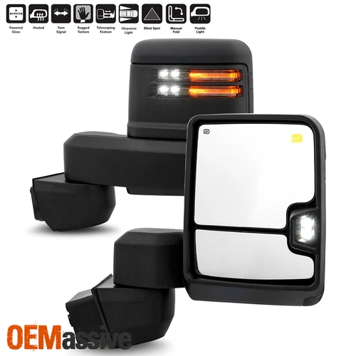 19-23 Chevy Silverado 2500HD/3500HD GMC Sierra Towing Mirror Power Heated Smoked