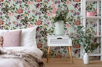 Vliestapete Blumen BläTter Lilien Tulpen HellgrüN Rosa Gelb 47459 (7,22€/1Qm)