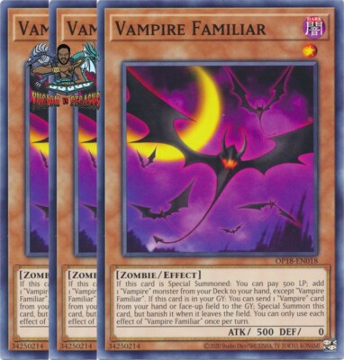Yugioh! 3x Vampire Familiar OP18-EN018 Common NM | eBay