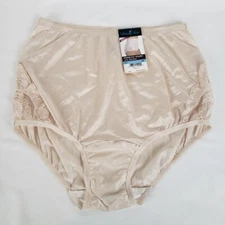 Vanity Fair Nylon Brief 5 Small Perfectly Yours Lace Trim Fawn Beige 13001 NWT