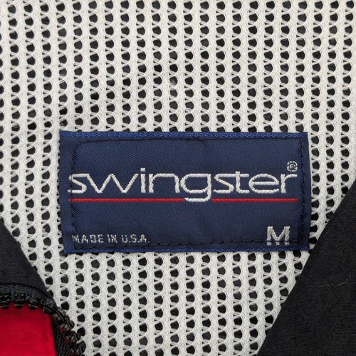 Swingster Jacket Mens Medium USA Stanley Door Systems Windbreaker Black Retro - Picture 3 of 8