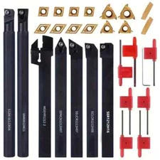 21pcs 1/2"/12mm Shank Indexable Carbide Lathe Turning Insert Tool Holder Bit Set