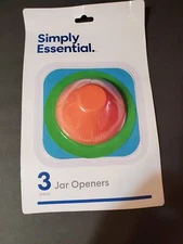 Simply Essential 3pcs Rubber Jar & Bottle Grip Lid Opener Covers Kitchen Food