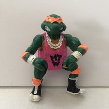 Vtg TMNT Shell Slammin' Mike Figure Sewer Sports All-Stars 1991 Playmate Toys