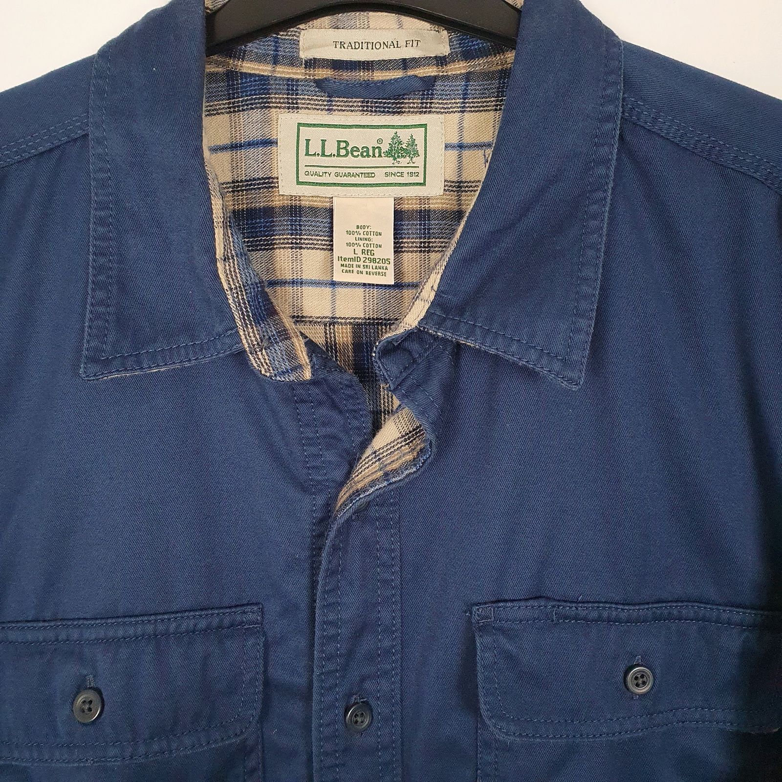 L.L.BEAN Navy Shirt Overshirt Shacket Long Sleeve Casual Cotton Mens L image 2