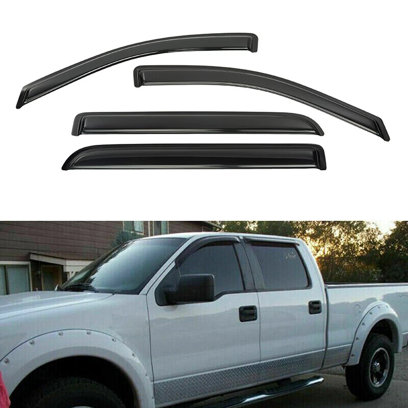 Window Visors Rain Guards Deflectors For Ford F-150 Crew Cab Pickup 2004-2008 Foto 2 de 4