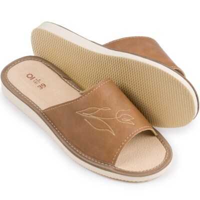 Damen Hausschuhe Leder Home Schuhe Polskie Kapcie Blumenmuster NEUHEIT 2025!