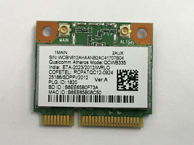 Qualcomm Atheros QCWB335 802.11n Wireless bluetooth PCIe Half OEM WCBN612AH
