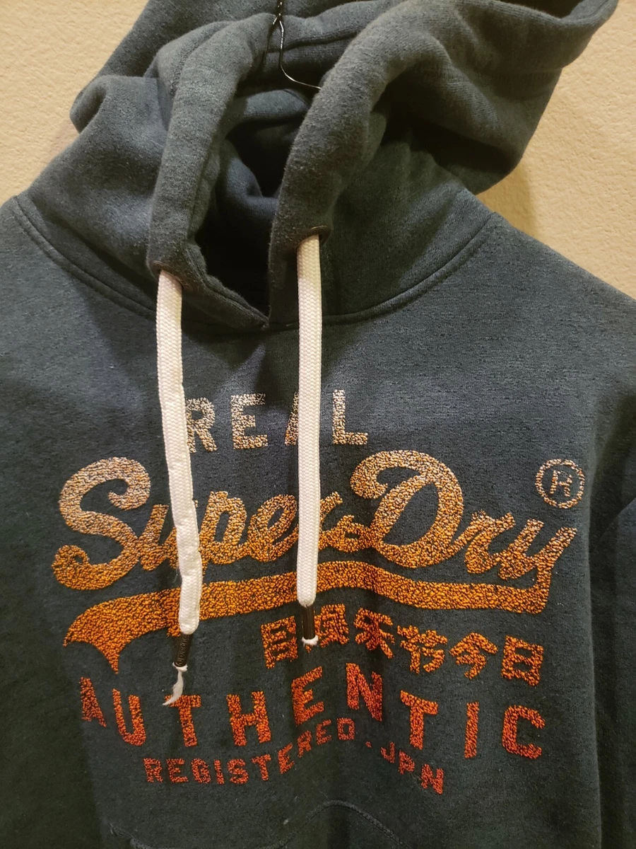 Superdry Hoodie Sweatshirt Pullover Real Authentic Green Sz Medium
