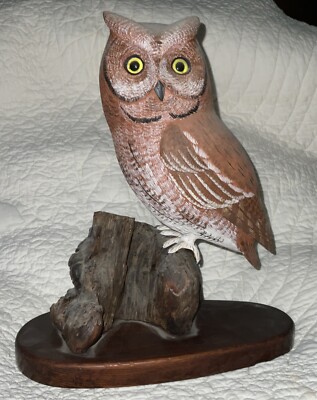Sreech Owl hand Craved 1977 By Well Known CarverDoug Clinton Lavallette NJ