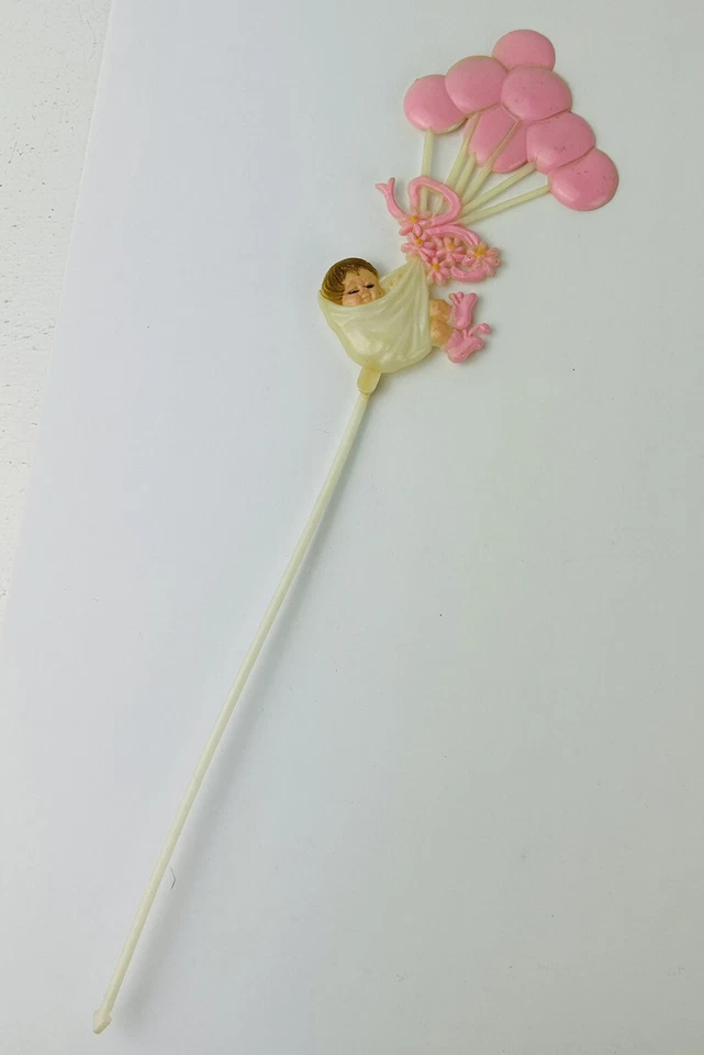 Globos rosas de plástico vintage floral Pick recién nacido bebé niña MCM  ducha nacimiento Foto 2 de 4