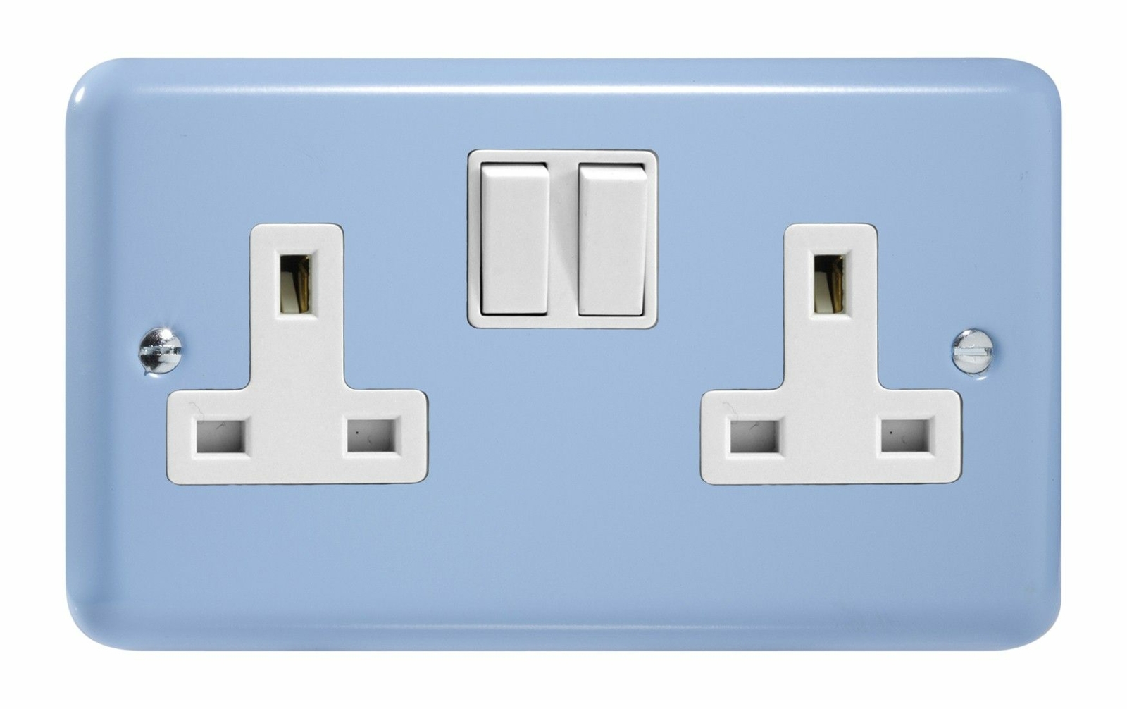 Varilight XY5W.DB Pastel Duck Egg Blue 2 Gang Double 13A Switched Plug Socket