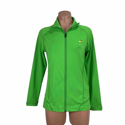 Magnolia Lane Tech Women's Masters Golf Logo Full Zip L/S Mock Neck Bright Green