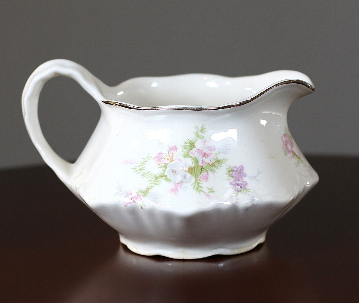 Vintage Homer Laughlin Porcelain Creamer Floral Pink Roses E 46 N