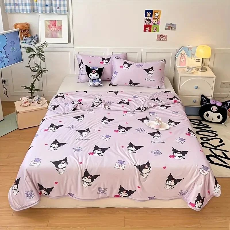 Edredom Sanrio Kuromi completo/rainha genuíno leve longo grampo colcha de algodão - Imagem 4 de 4