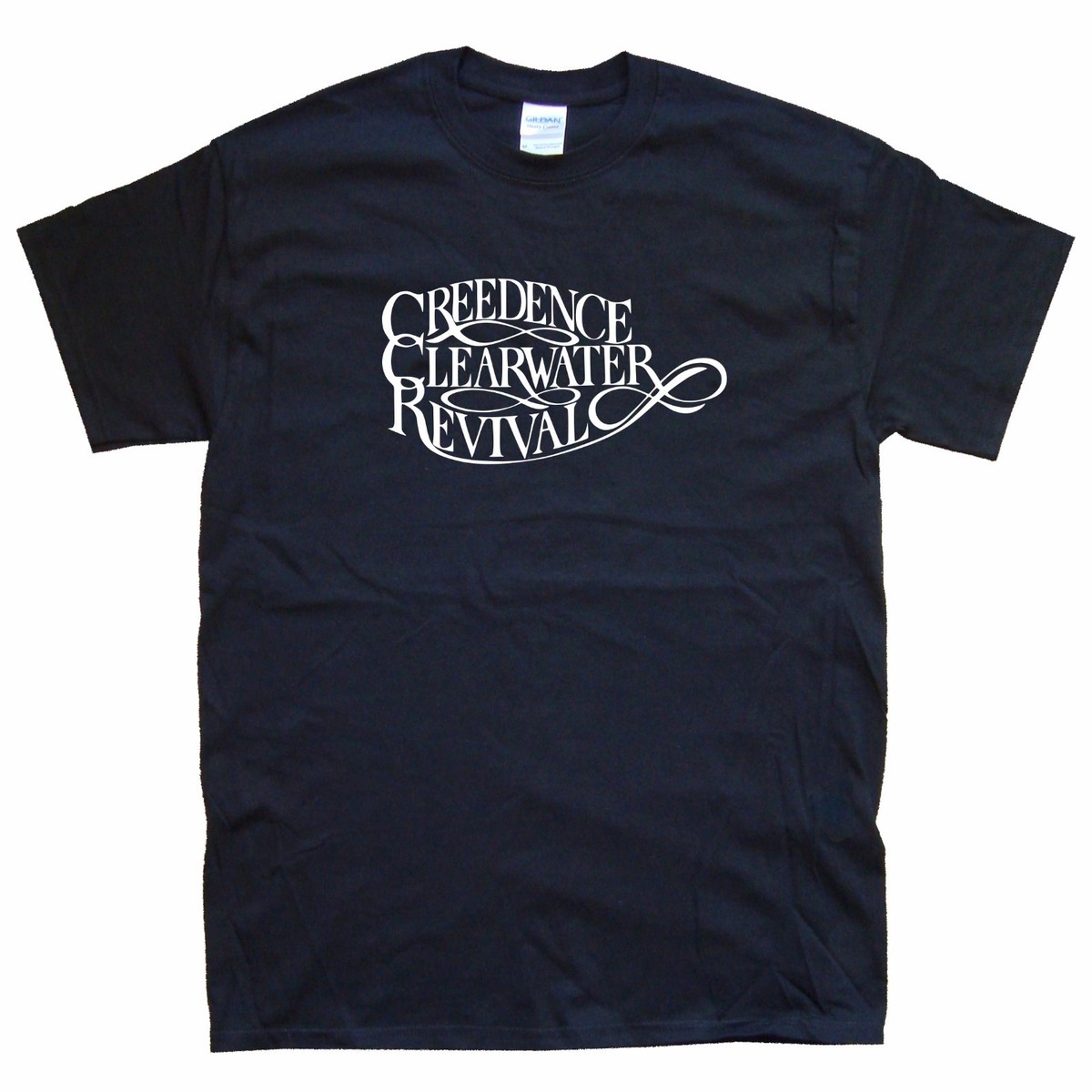 Creedence Clearwater Revival Guitar & Flag T-Shirt - Men's White Tee, Soft Cotton, Officially Licensed