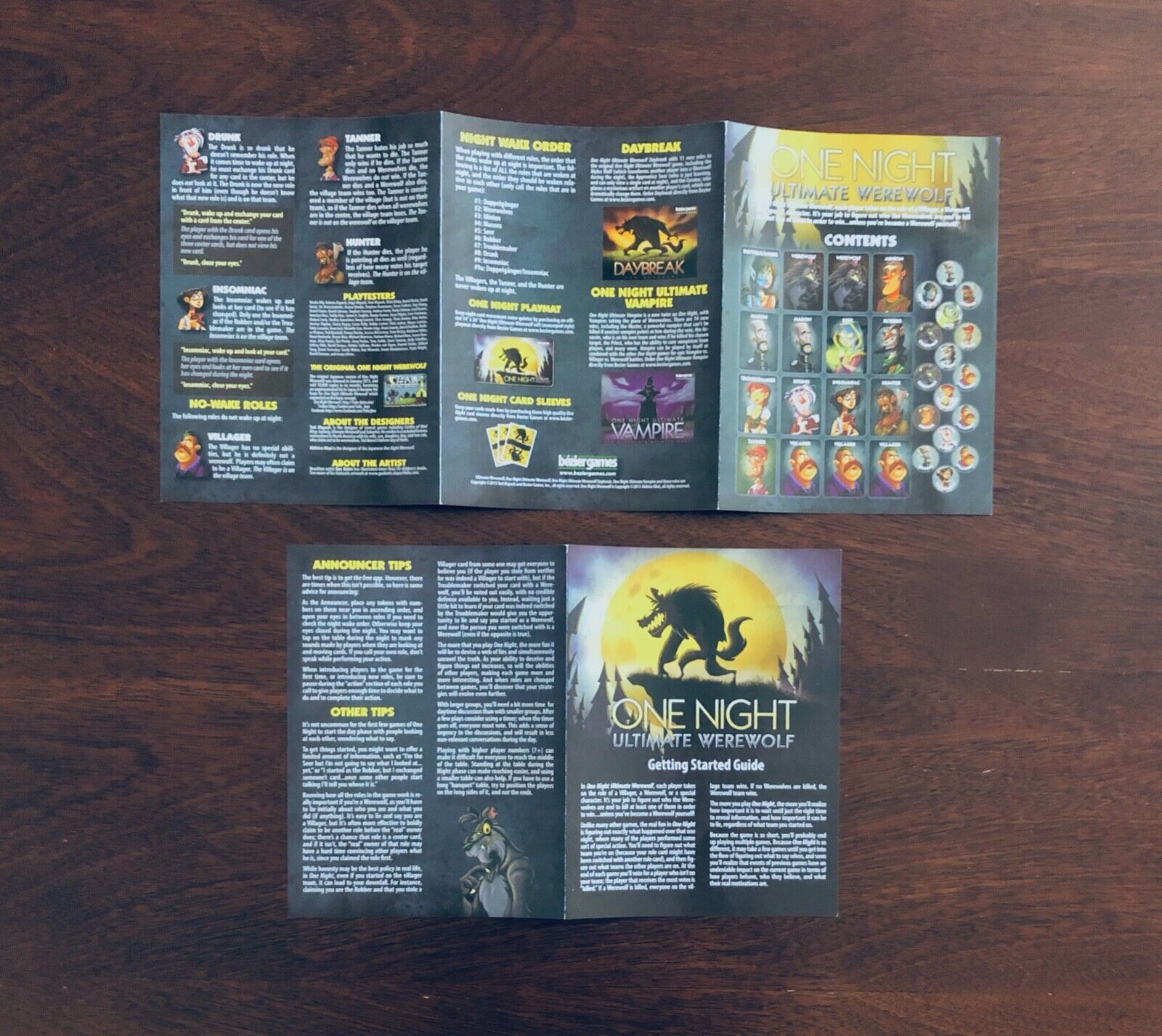 One Night Ultimate Werewolf Game Extra/Replacement Instruction