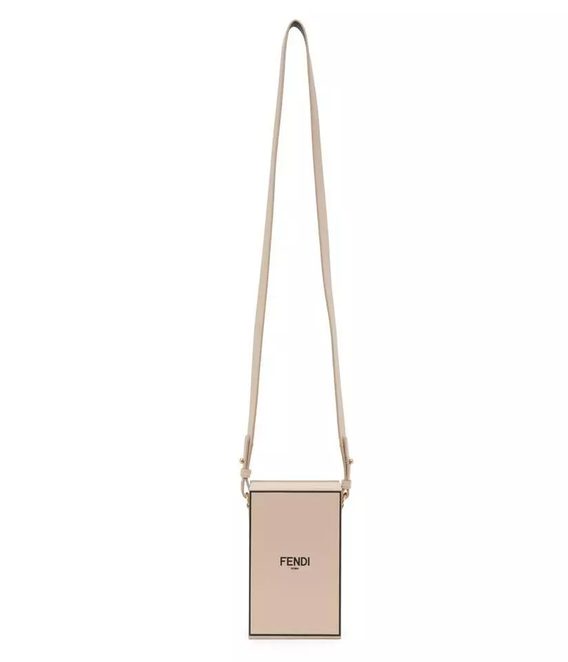 NWT FENDI Logo Vertical Leather Box Bag Light Pink