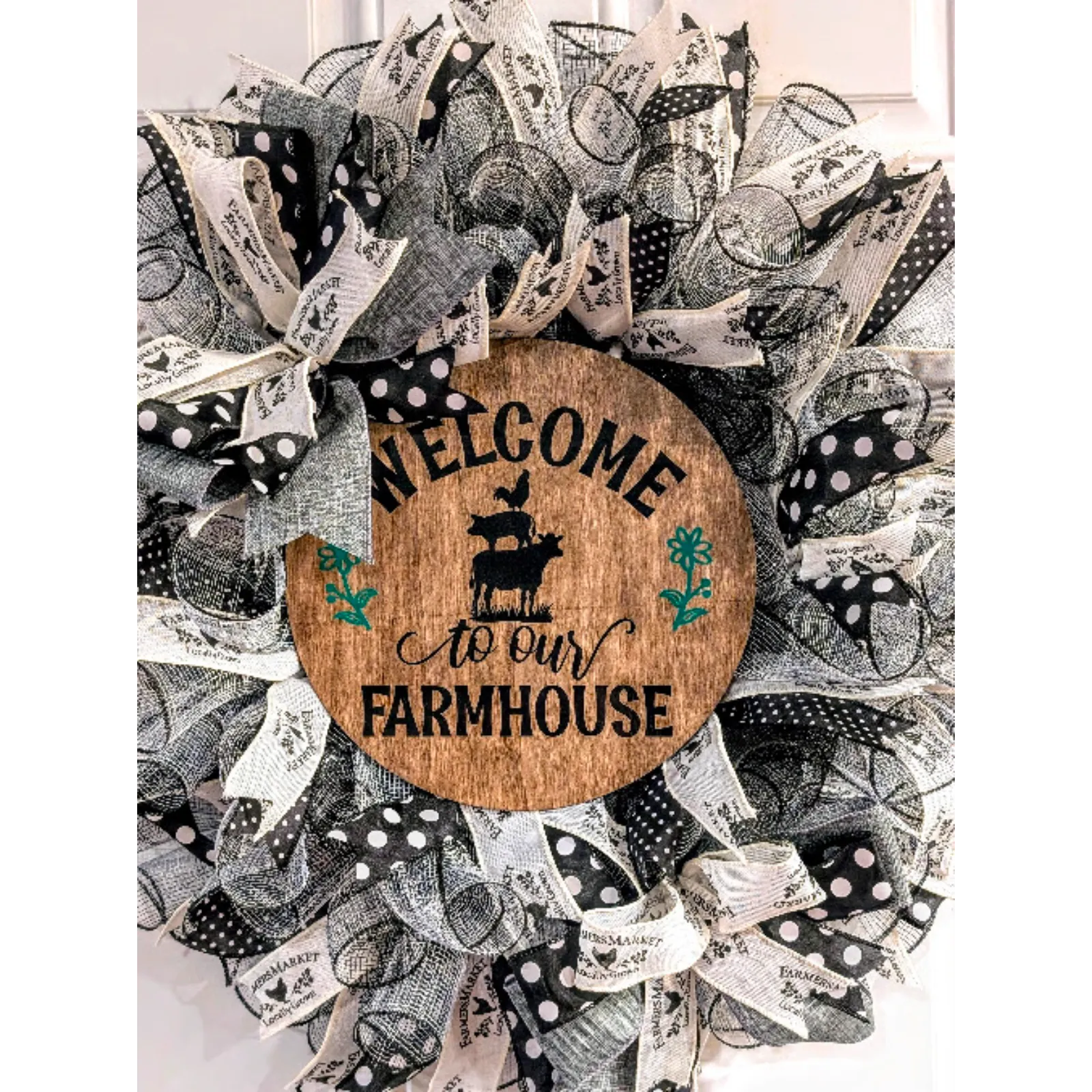 Front Door Wreath, Farmhouse Wreath, Welcome Sign, Handmade, Farmhouse Decor