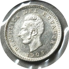 elfe equateur 1/2 décimo 1905 JF argent