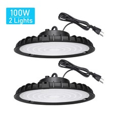 2 Pcs UFO Led High Bay Light 100W Industrial Commercial Garage Gym Shop Light