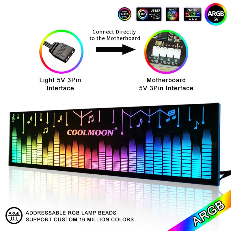 ARGB Light Board 30cm Power Compartment Baffle Computer Case Sync LED Neon Light - Image 2 of 4