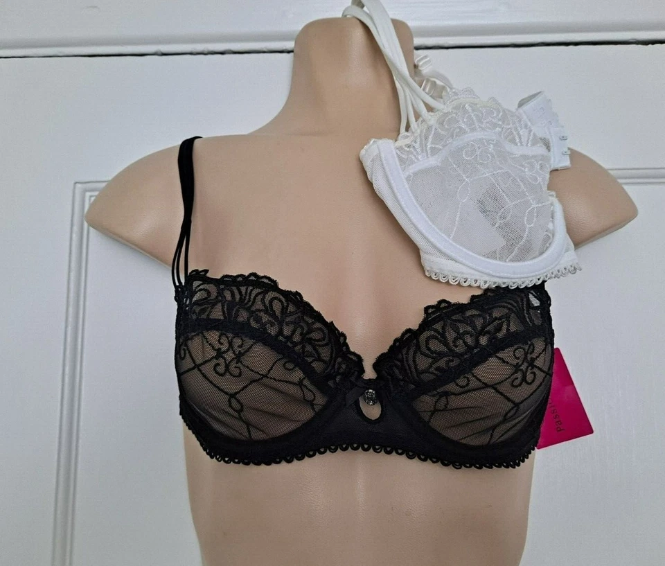 Sujetador para mujer Passionata de encaje con aros negro o blanco (estilo 4565) Foto 2 de 4
