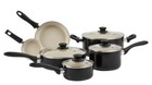 Amazon Basics 11-Piece Pots and Pans Ceramic Cookware Nonstick Set - Black/Cream