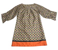 Uncle Frank Dress Women XS Geometric Shift 3/4 Sleeve Retro Hippie Mod Festival