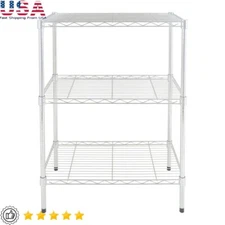 3-Tier Adjustable Wire Shelving Rack Steel Storage Unit 750lbs Freestanding New