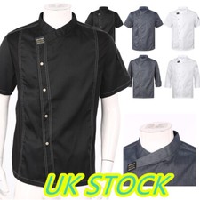 UK Men‘ Chef Coat Jacket Restaurant Kitchen Workwear Cooking Baking Uniforms Top
