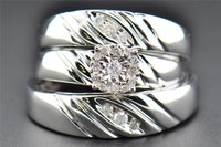 Diamond Trio Set Round Cut His & Her Matching Wedding Engagement Ring 0.20 Ct on sale Diamond Trio Set Round Cut His & Her Matching Wedding Engagement Ring 0.20 Ct on sale