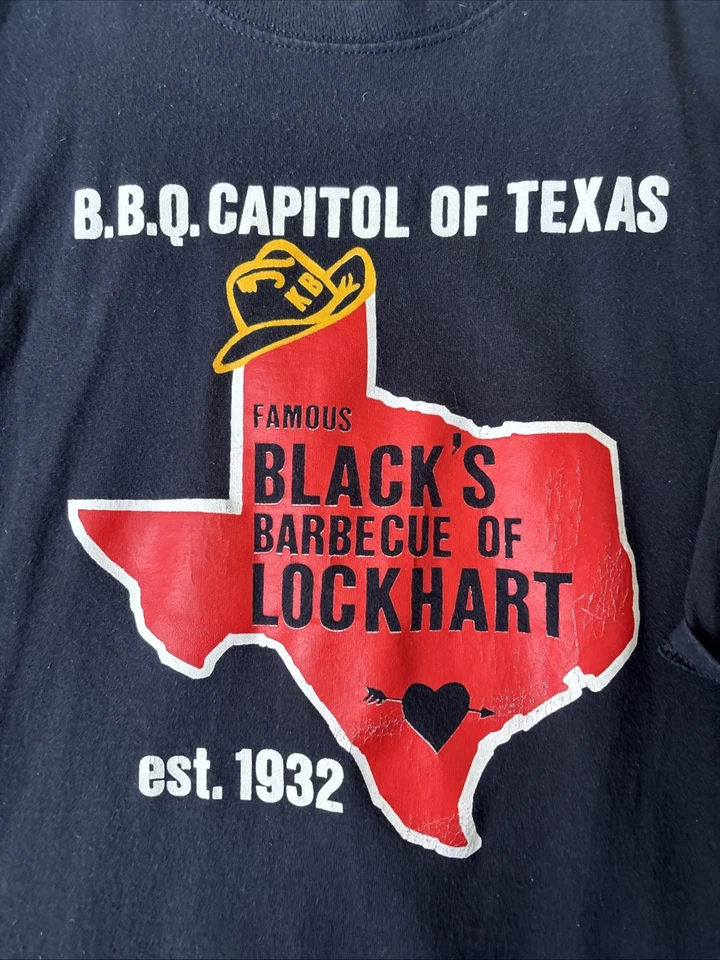 Camiseta Barbacoa Negros Hombres Talla XXL Negra Lockhart Texas Barbacoa Foto 4 de 4