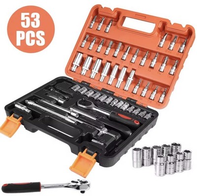 53pc Wrench Tools Set Ratcheting wrench Kit Socket Set Ratchet TorqueWrenchCombo