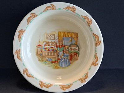 Vtg Royal Doulton BUNNYKINS 6'' Childs Bowl Bedtime Story English Fine Bone China