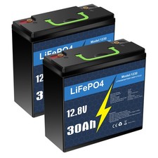 2 Pack 12V 30Ah LiFePO4 Lithium Battery, Deep Cycle, Perfect for Trolling Motor