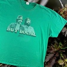 VTG Cheech Chong T Shirt Men 3XL Buy Local Green Comedy Movie Y2K 420 Vato