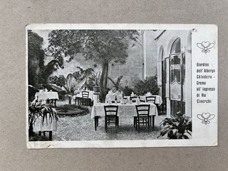 T) Small size postcard Crema Cremona hotel Chiodera 1918