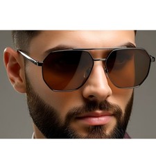 Dark Brown Lens Stylish men's sunglasses classic style Pilot Model Outdoor Trend