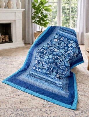 BASSETTI Plaid 135x190 VARIGOTTI B1 Blau Türkis Kuscheldecke TAGESDECKE DECKE