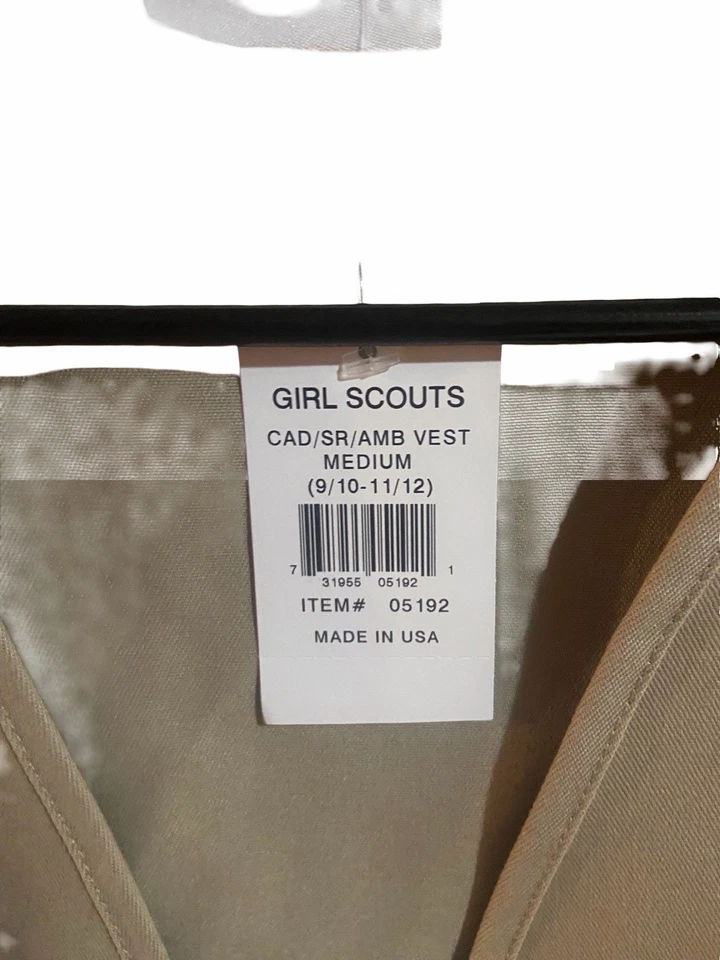 NWT Girl Scouts Official Cadette Senior Ambassador Vest Tan Size Medium - Image 2 of 4